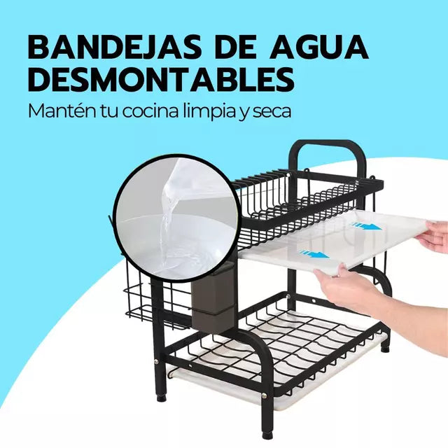 Escurridor de Platos Moderno de Doble Nivel | Ahorra Espacio y Ordena tu Cocina