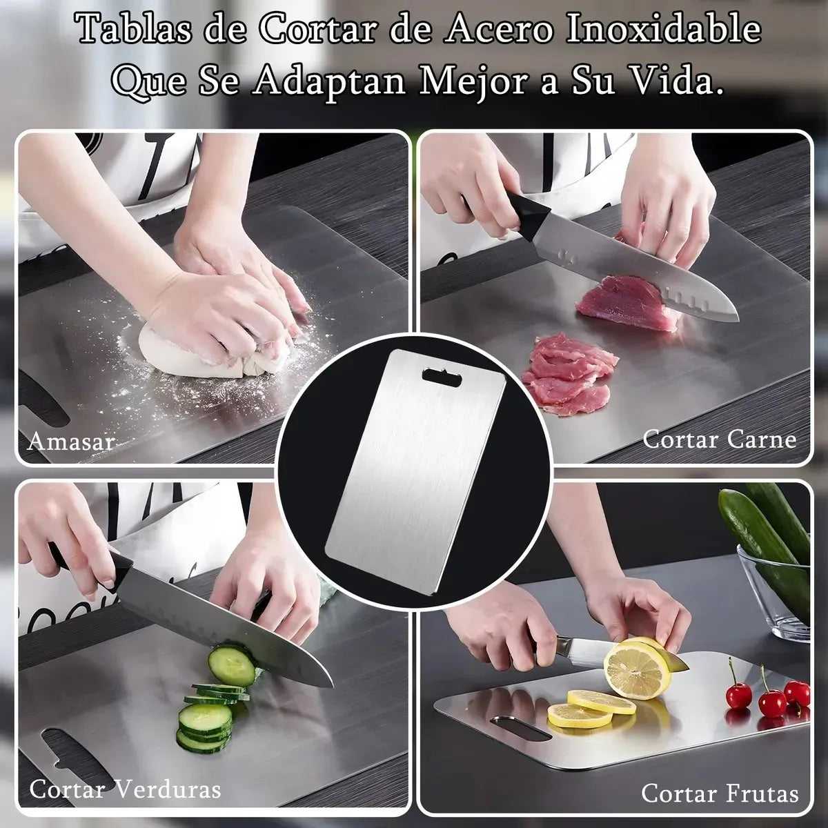 Tabla de Picar Anti-Bacterias Pro™ de Acero Inoxidable