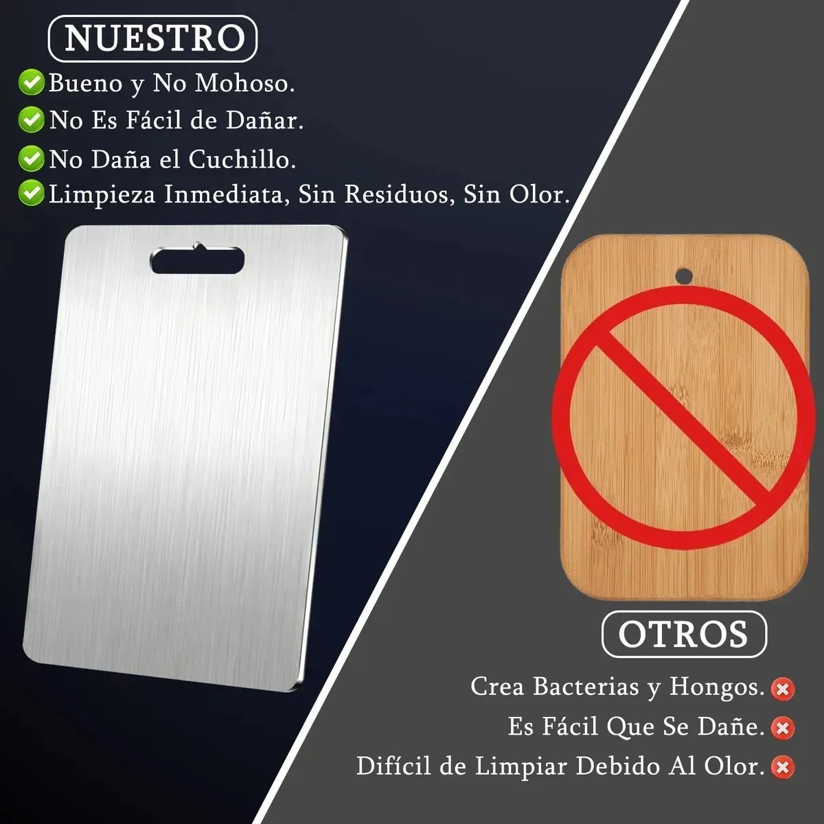 Tabla de Picar Anti-Bacterias Pro™ de Acero Inoxidable