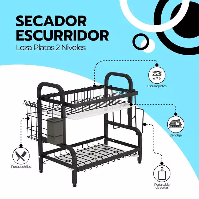 Escurridor de Platos Moderno de Doble Nivel | Ahorra Espacio y Ordena tu Cocina